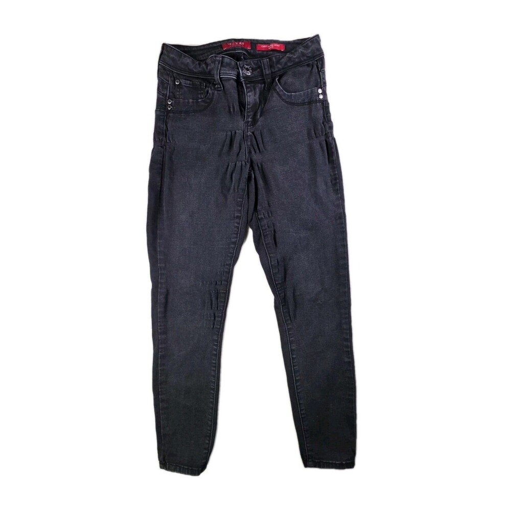 Vintage 90s Guess Women Sz 25 Curvy Mid Rise Skinny Bella‎ Fit Black jeans